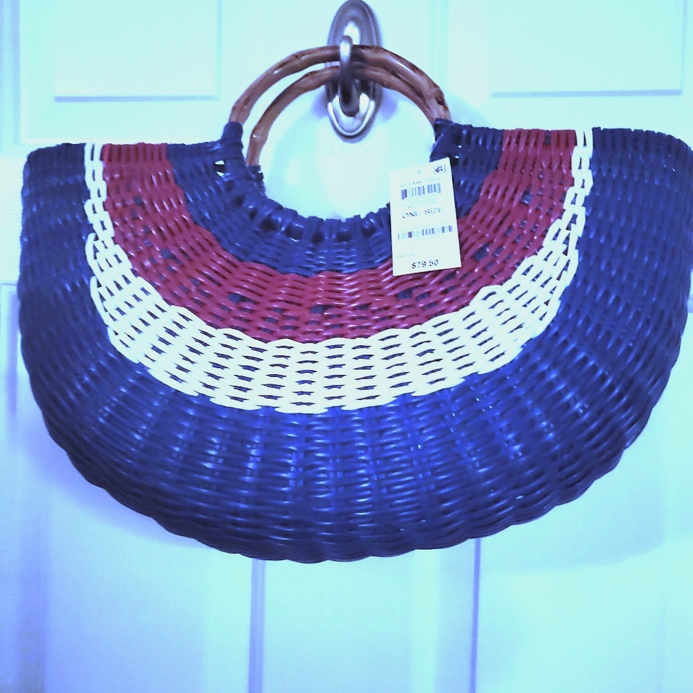 Red white and blue Straw bag